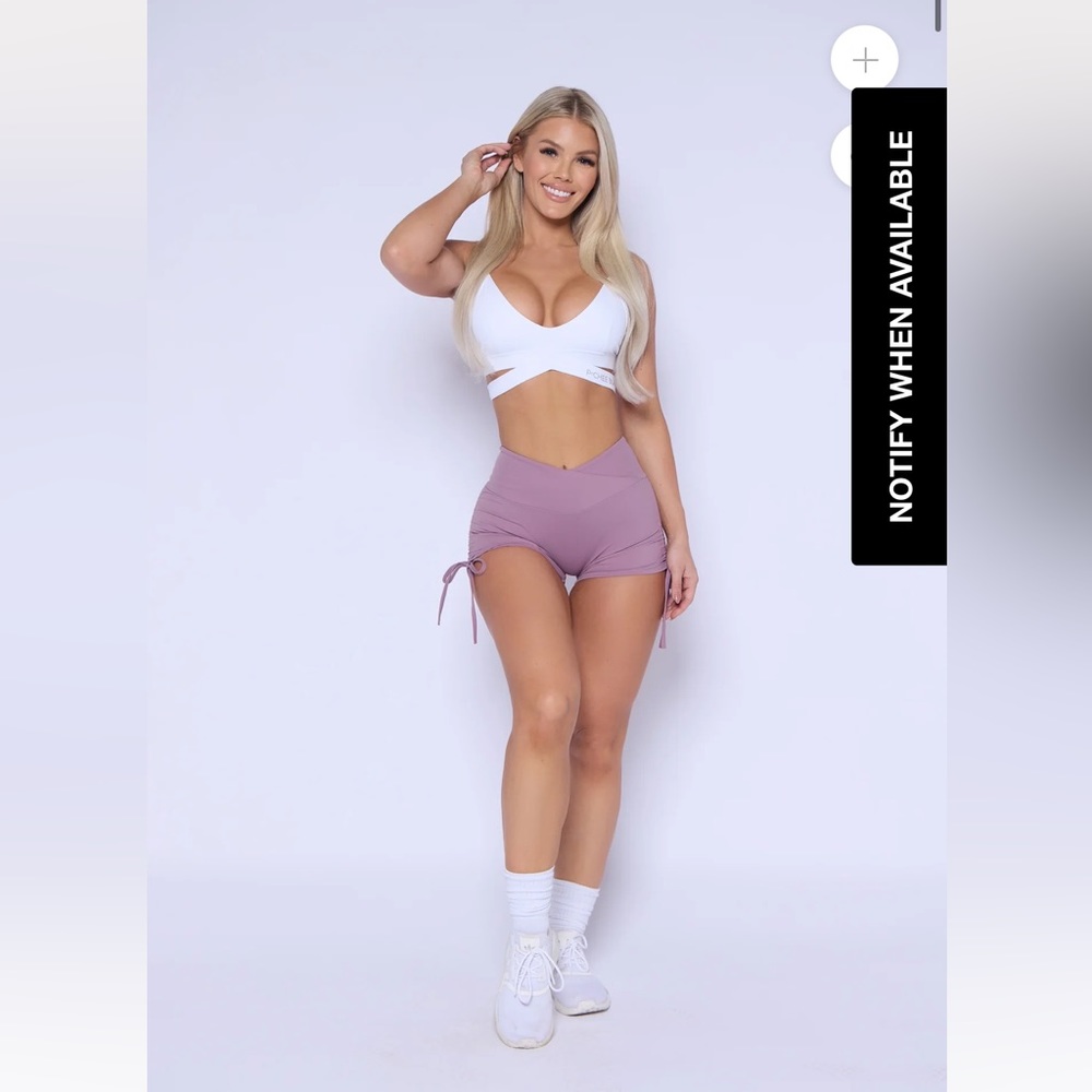 Pchee bum mauve v - waist scrunch butt shorts